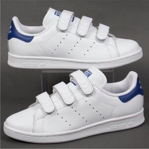 Adidas Men’s White Sneakers with Blue Highlights